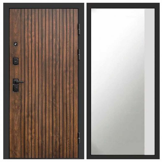 Входная дверь Termo-door Твист Дуб style - Широкое Зеркало Фацет Белый софт