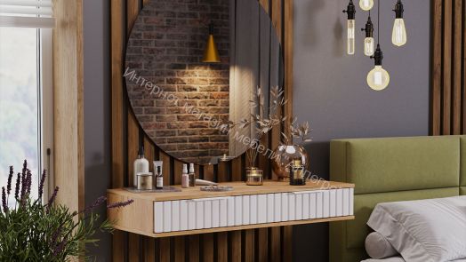 Стол туалетный Хилтон - 402.007.000 Дуб Крафт золотой, Белый матовый