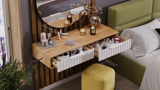 Стол туалетный Хилтон - 402.007.000 Дуб Крафт золотой, Белый матовый