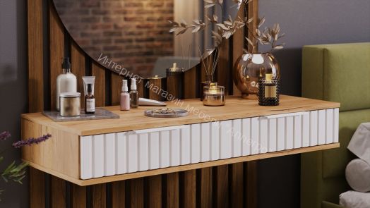 Стол туалетный Хилтон - 402.007.000 Дуб Крафт золотой, Белый матовый