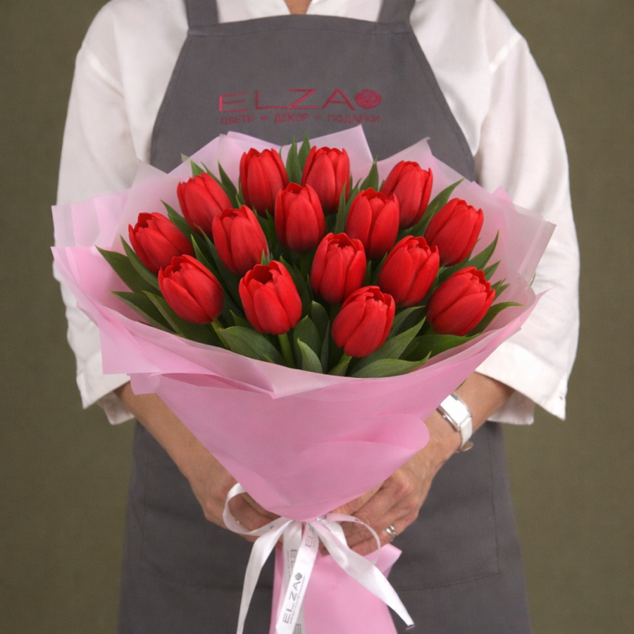 Тюльпаны красные в упаковке (от 11 шт)