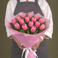 Тюльпаны розовые в упаковке (от 11 шт)