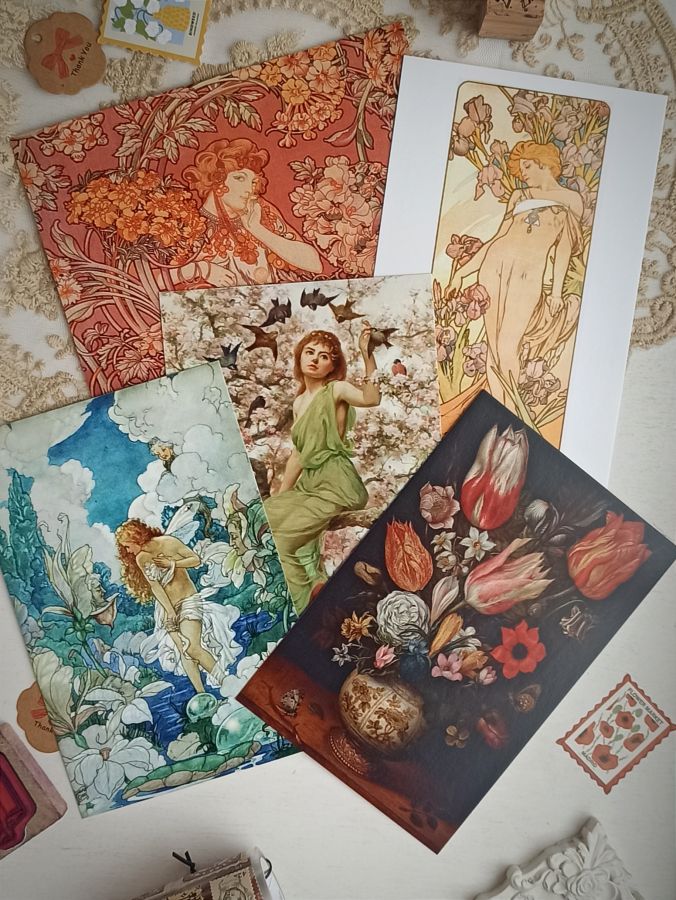 Набор открыток Цветочные мотивы 5 шт