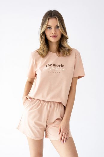 Комплект домашней одежды женский SENSIS Anika, футболка, шорты, персиковый