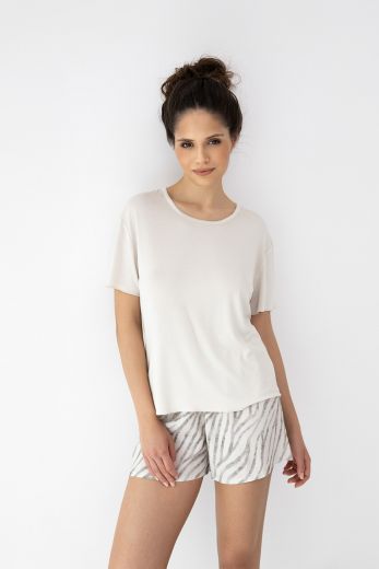 Комплект домашней одежды женский SENSIS Dahlia, футболка, шорты, экрю