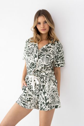 Комплект домашней одежды женский SENSIS Kaylee, рубашка, шорты, зеленый