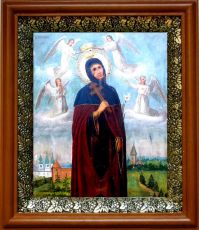 Икона Евфросиния Полоцкая в киоте с басмой Виноградная Лоза (UV-печать)(30355)