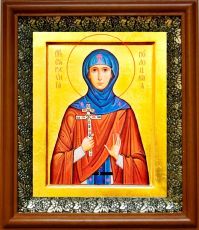 Икона Евфросиния Полоцкая в киоте с басмой Виноградная Лоза (UV-печать)(30357)