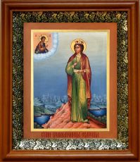 Икона Екатерина Александрийская в киоте с басмой Виноградная Лоза (UV-печать)(30365)