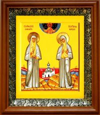 Икона Елизавета и Варвара в киоте с басмой Виноградная Лоза (UV-печать)(30378)