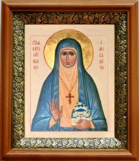 Икона Елизавета Федоровна Романова в киоте с басмой Виноградная Лоза (UV-печать)(33073)