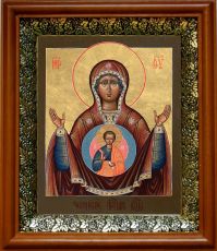 Икона Знамение в киоте с басмой Виноградная Лоза (UV-печать)(30403)