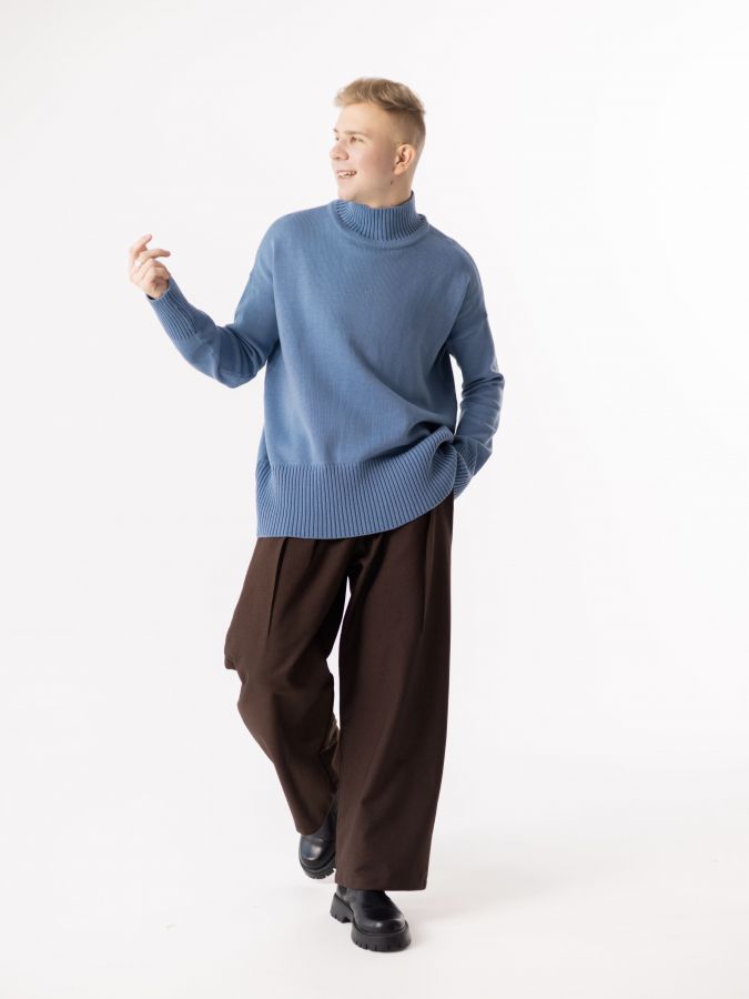 Свитер джинс с воротником