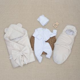 Комплект на выписку 5 предметов "Медвежонок", демисезонный, светло-бежевый