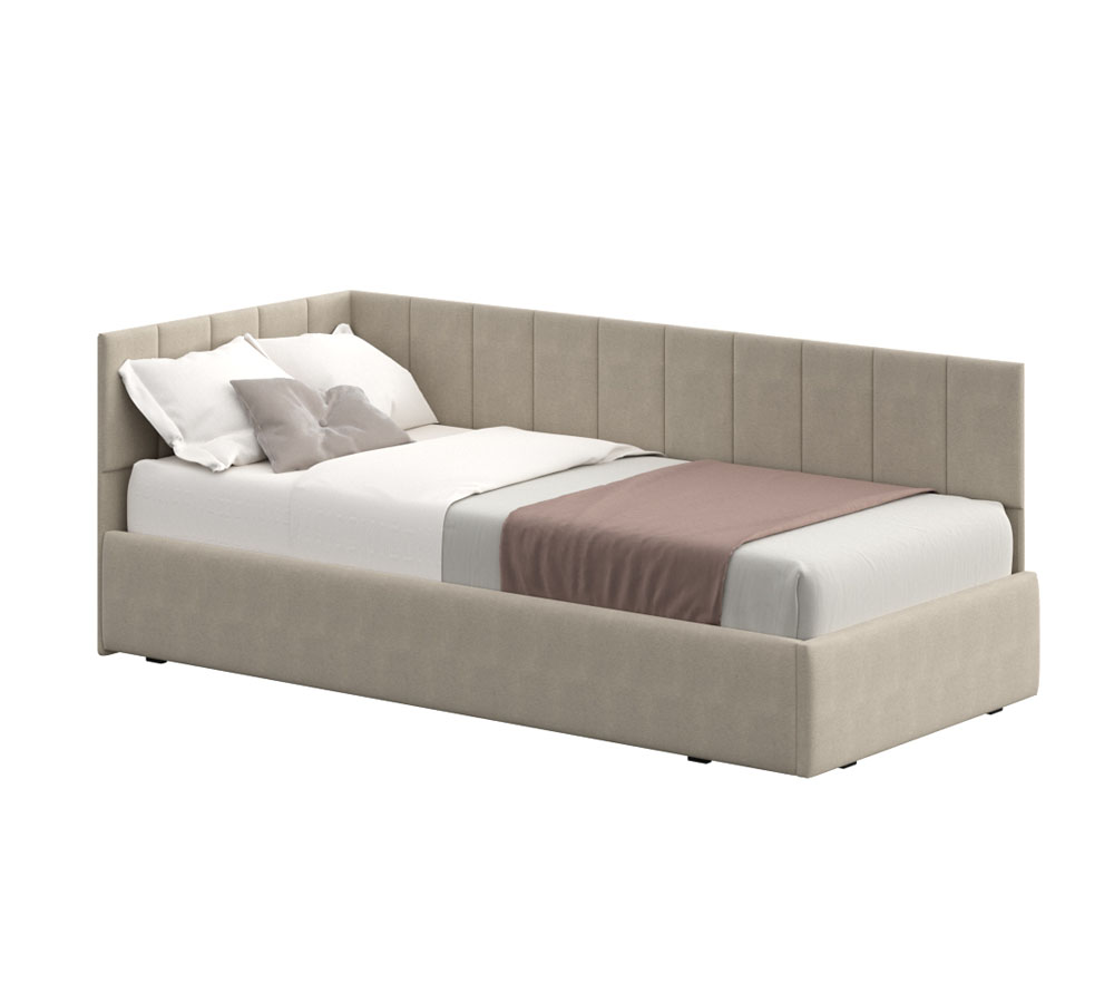 Кровать КР 3 (0,9х2,0 мягкая) ткань бежевая