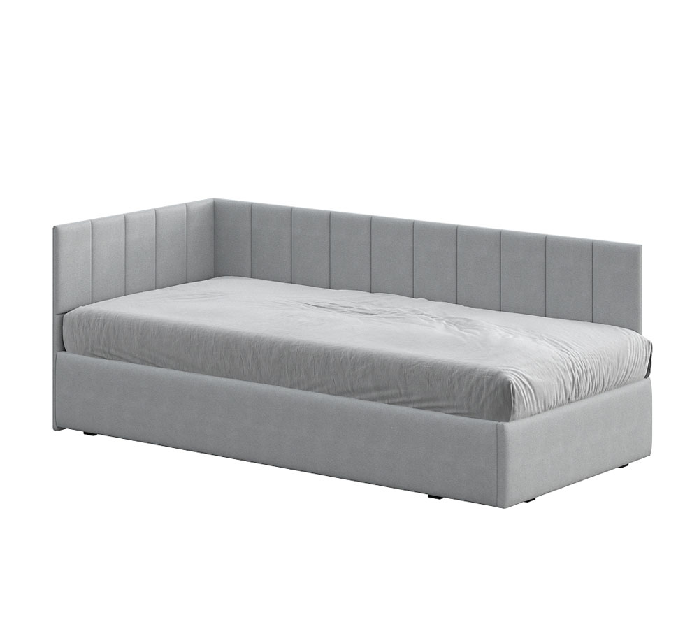 Кровать КР 3 (0,9х2,0 мягкая) ткань серый