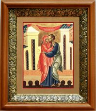 Икона Иоаким и Анна в киоте с басмой Виноградная Лоза (UV-печать)(33082)