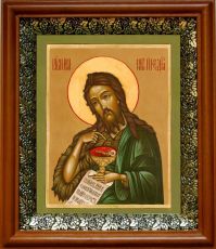 Икона Иоанн Предтеча в киоте с басмой Виноградная Лоза (UV-печать)(30449)