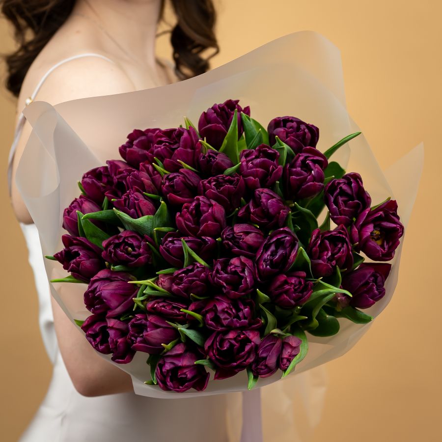 Тюльпаны фиолетовые пионовидные от 15шт