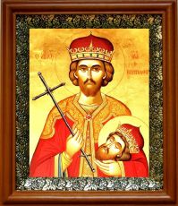 Икона Иоанн-Владимир (Сербский) в киоте с басмой Виноградная Лоза (UV-печать)(30468)