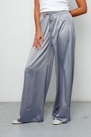 Брюки палаццо на резинке атласные 398GRY [серый]