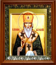 Икона Иосиф Астраханский в киоте с басмой Виноградная Лоза (UV-печать)(30477)