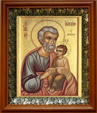 Икона Иосиф Обручник в киоте с басмой Виноградная Лоза (UV-печать)(30481)