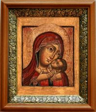 Касперовская икона Божьей Матери в киоте с басмой Виноградная Лоза (UV-печать)(33090)