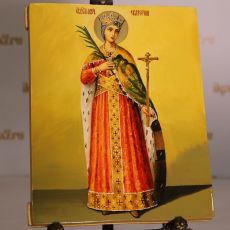 Рукописная икона Великомученица Екатерина Александрийская 17х21см (масло)