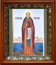 Икона Кирилл Белозерский в киоте с басмой Виноградная Лоза (UV-печать)(30519)