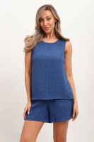 Костюм с шортами КЖ-001 Лен [джинсовый]