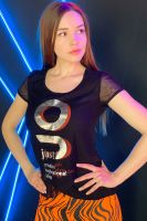 Футболка 8077 [черный+оранжевый]