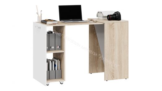 Стол письменный Тип 1 «Бостон» Дуб Сонома, Белый Ясень