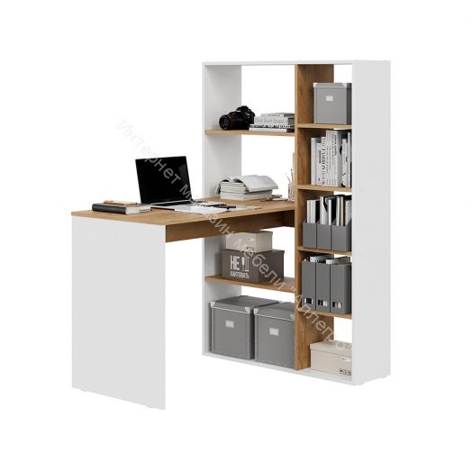 Стол письменный тип 16 Белый Ясень, Дуб Крафт золотой