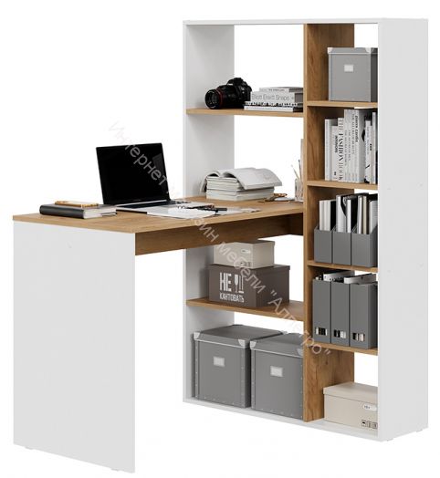 Стол письменный тип 16 Белый Ясень, Дуб Крафт золотой