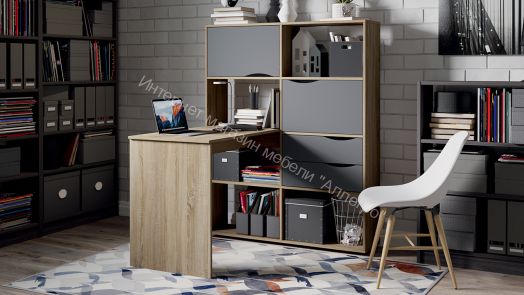 Стол письменный тип 7 Дуб Сонома, Графит Серый