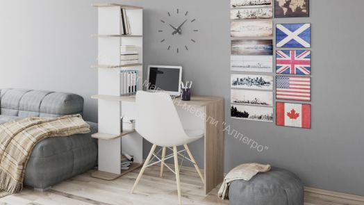 Стол письменный тип 4 Дуб Сонома, Белый Ясень