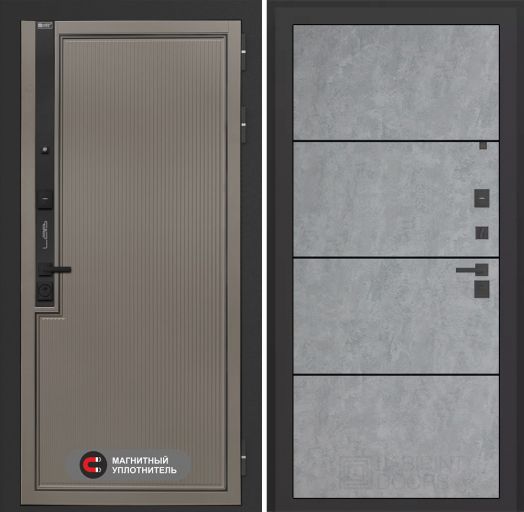 Входная дверь Лабиринт Лаб 1 Про - 25 Бетон светлый (черная вставка)