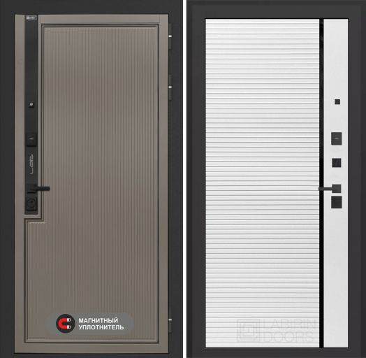 Входная дверь Лабиринт Лаб 1 Про - 22 Белый софт черная вставка