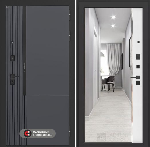 Входная дверь Лабиринт Лаб 2 Про - Зеркало панорама Белый софт