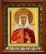 Икона Людмила Чешская в киоте с басмой Виноградная Лоза (UV-печать)(30565)