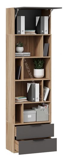 Шкаф комбинированный (366) со столом «Порто» Исп.2 - СМ-393.07.200 Яблоня Беллуно, Графит софт