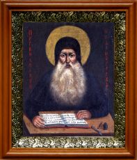 Икона Максим Грек в киоте с басмой Виноградная Лоза (UV-печать)(30579)