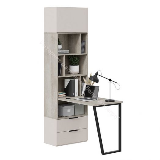 Шкаф комбинированный (366) со столом «Порто» Исп.2 - СМ-393.07.200 Кашемир матовый, Баттл Рок, Кашемир сатин