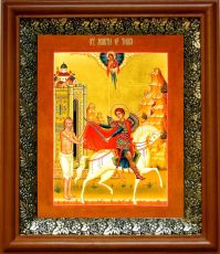 Икона Мартин Турский в киоте с басмой Виноградная Лоза (UV-печать)(30602)