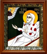 Икона Матрона Анемнясевская в киоте с басмой Виноградная Лоза (UV-печать)(30606)