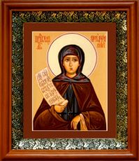 Икона Мелания Римляныня в киоте с басмой Виноградная Лоза (UV-печать)(33107)