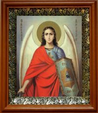 Икона Михаил Архангел в киоте с басмой Виноградная Лоза (UV-печать)(30619)