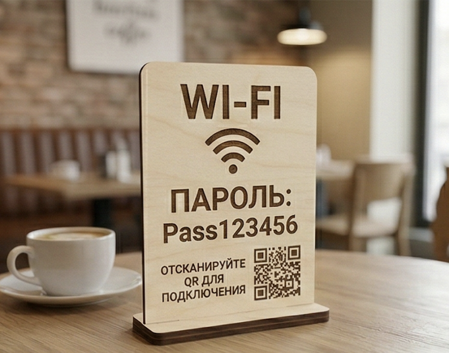 Табличка Wi‑Fi пароль для кафе (настольная)