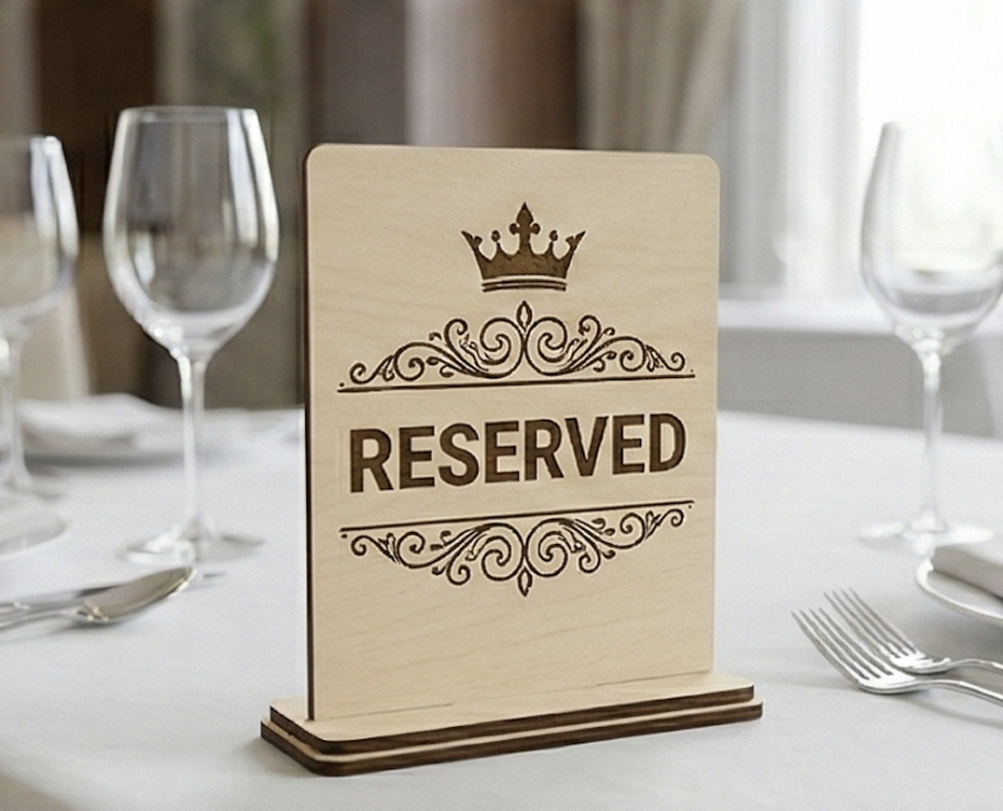 Табличка «Reserved» (EN) для столов